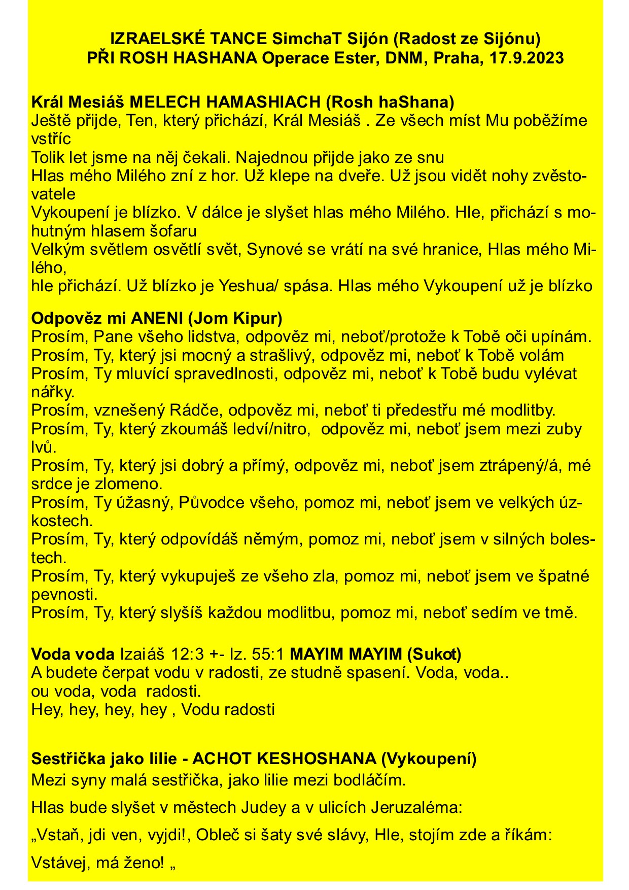 texty žlutá